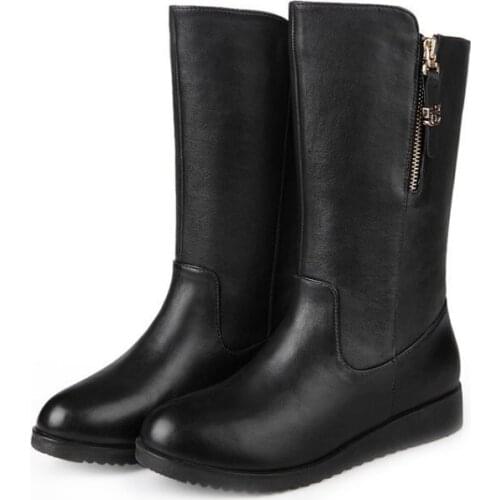 High Quality Womens Winter Shoes Women Soft Leather Boots female flat snow boots Lady Casual Shoes Free Shipping