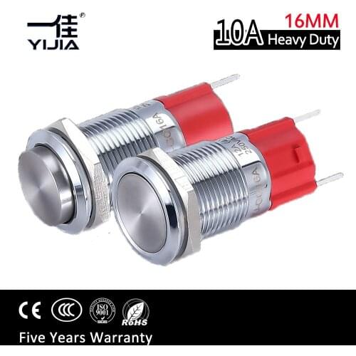 16MM 10A High Current Metal Waterproof Momentary Push Button Switch 1NO Heavy Duty start button