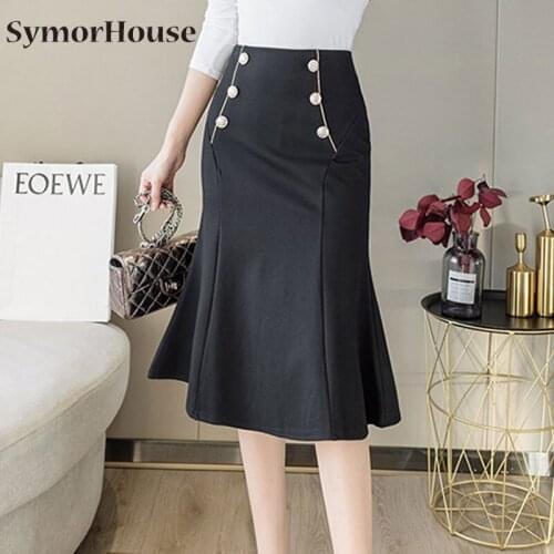 Womens Skirts New Fashion Plus Size Midi Skirts Elastic Bodycon Package Hip Skirt For Women Elegant Office Mermaid skirts