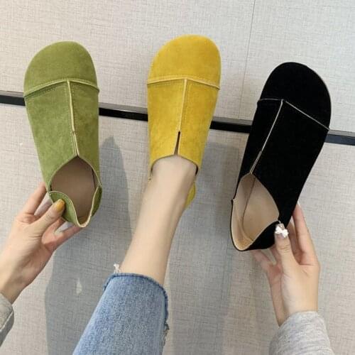 2021 Autumn Hot Sale Shoes Work Shallow Mouth Flats Single Shoes for Women Suede Leather Comfortable Slip on Loafers Women Shoes