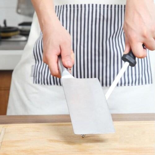 1PC About 30cm Professional Knife Sharpener Stainless Steel Sharpening Tool Blade Butchers Safe Black+Sliver Kitchen Tool 160gB