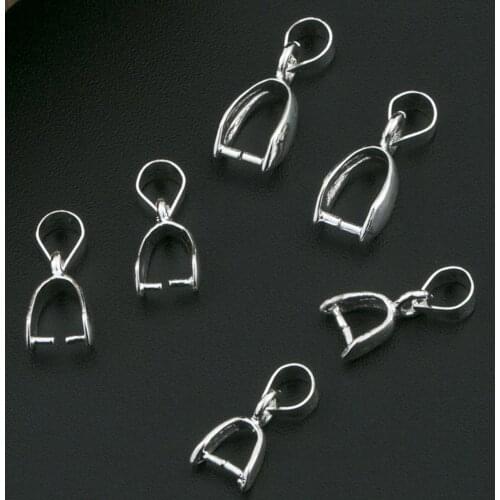 10pcs 925 Sterling Silver Plated S M L Base Clip DIY Crystal Nnecklace Pendant Melon Seed Buckle Copper Clip Jewelry Findings