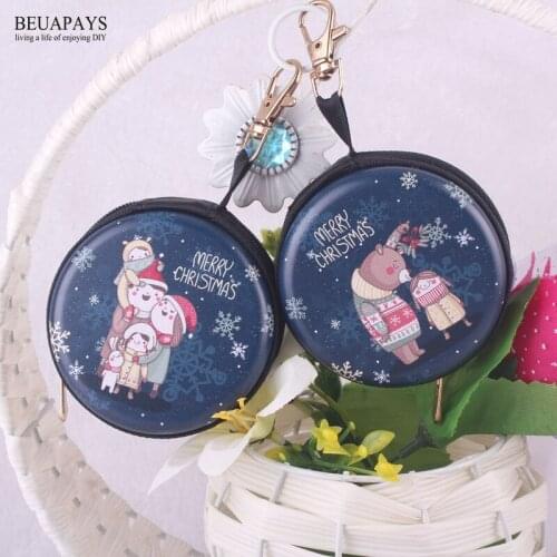12pcs Tinplate merry christmas Figurines Miniatures Pendant DIY zip-up keychain car pendant gifts creativity Christmas trees