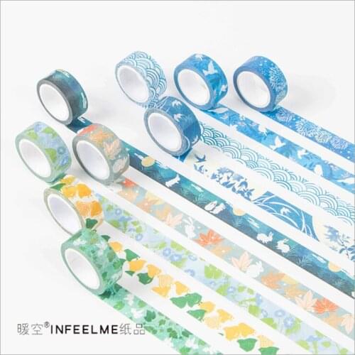 15mm Japanese sakura flowers elk sea wave moon rabbit autumn leaves washi tape DIY planner diary scrapbooking masking tape escol