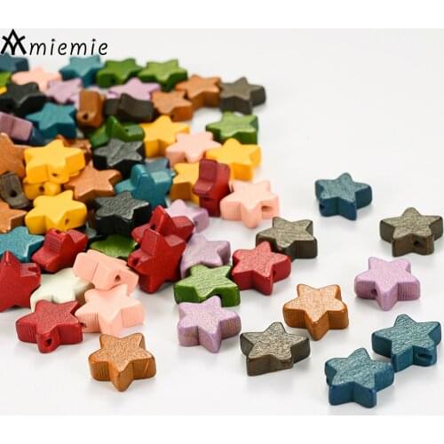 30/50Pcs/Set 14mm Geometric Wooden Beads Faceted Five-Pointed Star Beads For Jewelry For Jewelry Making DIY Bracelet Necklace