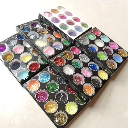 45/72 Colors Diamond Shimmer Glitter Powder Temporary Tattoo Kids Face Body DIY Nail Painting Decoration Art Tool