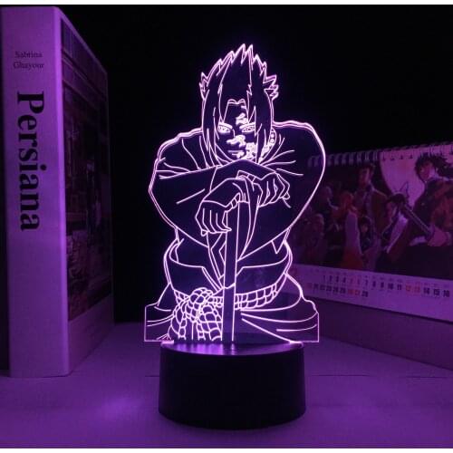 Anime Figure Curse Seal of Sasuke 3D LED Lamp Cool Child Birthday Gift Bedroom Decor Light Touch Sensor Colorful Nightlight