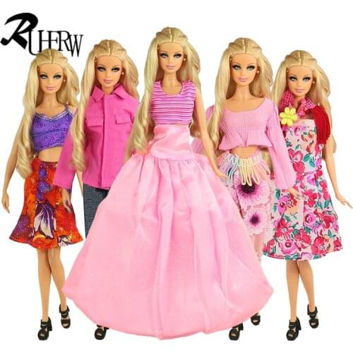 5 Pcs / lot New Fashion dress Set Outfits Casual Clothes for Barbie Doll Free shipping