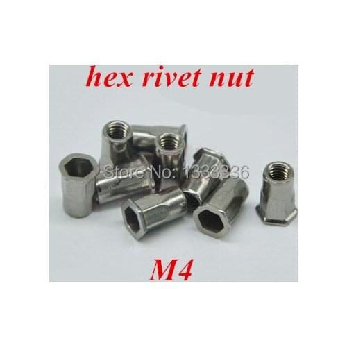 50pcs M4 Flat Hex Rivet Nut Rivnut Insert Nutsert Countersunk Head column Nut SUS304 stainless steel