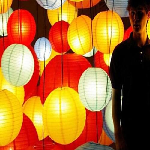 6-12 Inch Party Decor Chinese LED Luminous Paper Lantern Round Lamp Wedding Festival Decoration Lampion Supplies 100 Pcs/lot