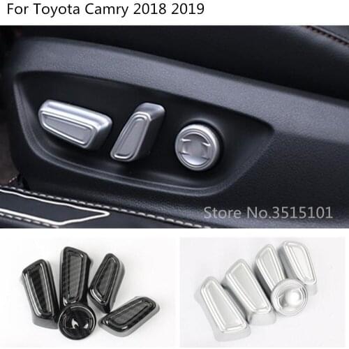 Car ABS Chrome/Carbon fiber seat adjustment knob button switch trim hoods part For Toyota New Camry XV70 2017 2018 2019 2020