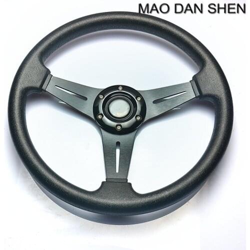 Car styling new 14 "PU Sport Silver Spoke Car Racing Steering Wheel Universal 350mm Red / Blue / Yellow / Purple / Black/Silver