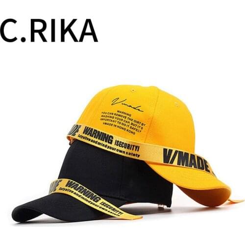 Yellow Long straps kpop Baseball Cap men Hip Hop letter bone girls boys fashion women Snapback korean Hats
