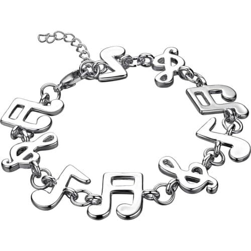 Lucky 925 Sterling Sliver Charm Bracelets for Women Christmas Gifts Lady Popular Fashion Classic Jewelry Music AH001
