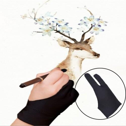 Two Fingers Anti-fouling Black Glove both for Right and Left Hand Artist Drawing For Paper Sketching Graphics Drawing Tablet