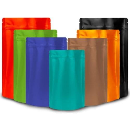 Colorful Aluminizing Pouches Zipper Reusable Bag Stand Up Kraft Paper Paper Zip Lock Bag Inner Aluminium Foil Food Packaging