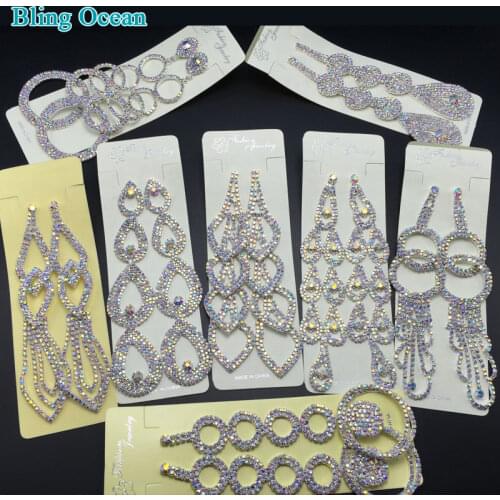 Crystal AB Long Dangle Diamante Bridal Party Posing Show Earrings Tassel Stud Drop Ear Jewelry for NPC/IFBB