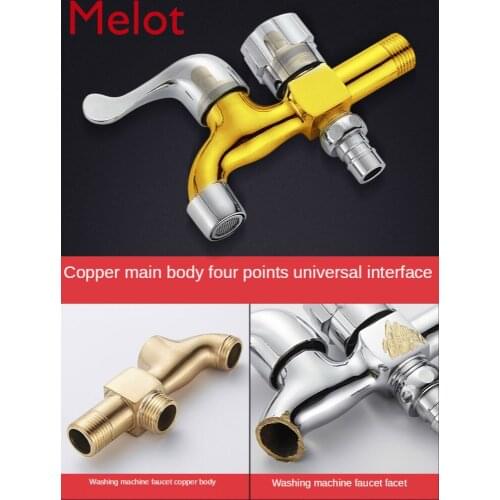 Double-Headed Copper Washing Machine Faucet Washing Machine One-Switch Two-Way Three-Way Mop Pool Single Cold Faucet