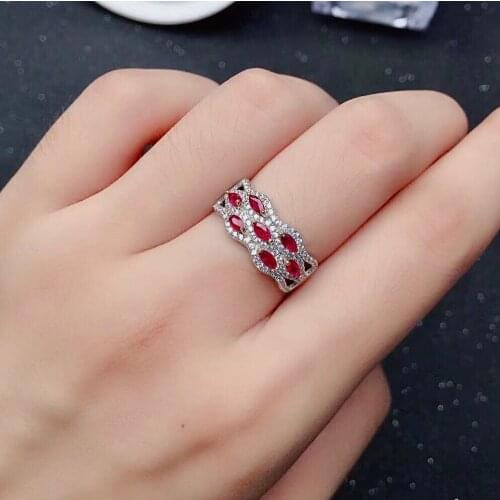 Elegant 925 Silver Ruby Ring for Daily Wear 2mm*4mm Natural Ruby Silver Ring Fashion Sterling Silver Ruby Jewelry