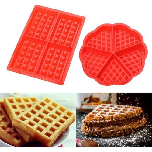 Silicone Waffle Mold 2 Pack Silicone Candy Chocolate Muffin Maker Cake Baking Molds Tray Mold Bakeware Accessories 2 Shape