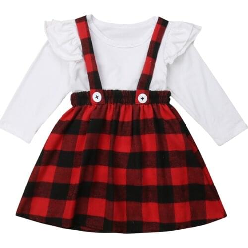 Baby Girl T-shirt+OVerall strap Princess Dress Set Girls Floral Clothes Set Newborn Suits Toddler Christmas Outfits Spring Fall