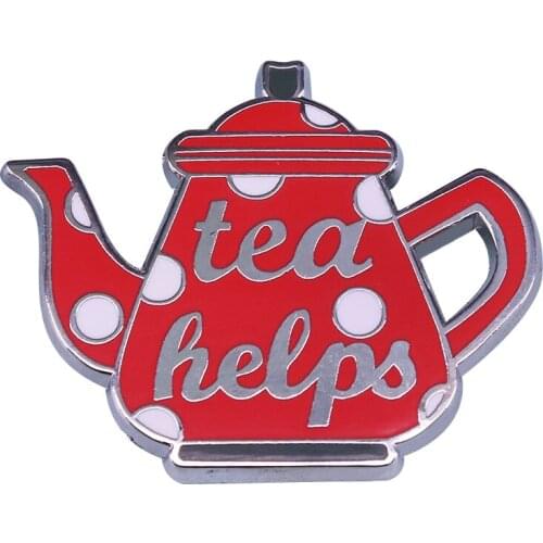 Crafty red teapot pin tea lovers art accessory