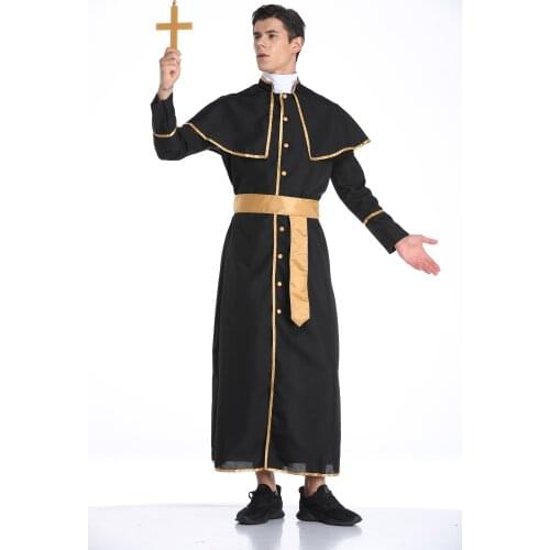 Adult Mens Holy-Er Than Thou Priest Vicar Robe Fancy Dress Halloween Costume New SMG1950 MLXL