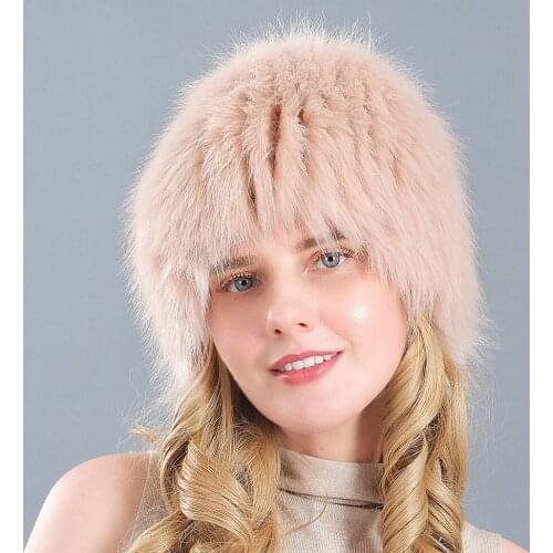 Foreign trade new faux fox fur straw hats faux fox fur hats wide fur earmuffs