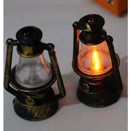 Dollhouse Miniature Retro Lantern Kerosene Lamp Play Scene Ornaments Decoration House Lamps Decor Accessories Furniture Toys