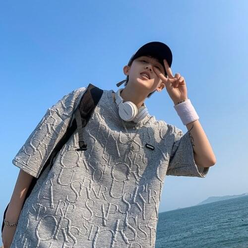 2021 Summer T-Shirts Men Walf Checks Letter Short Sleeve Casual Tee Fashion Harajuku Round Neck Pullovers Tops Male Clothing