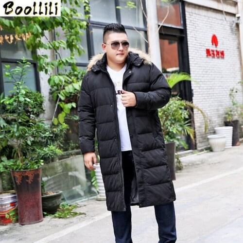 Boollili Mens Down Jacket Korean Plus Size Winter Coat Men Long White Duck Down Puffer Jacket Men Warm Doudoune Homme