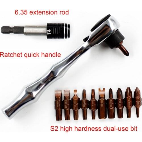 Ratchet Wrench Screwdriver Combination Set 1pcs Ratchet Socket Wrench 10pcs Double-head Screwdriver Bit Electrician/Repair Tools