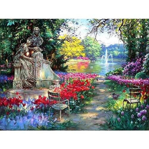 Tulip garden Handmade Needlework Sets For Embroidery kits DIY Cross Stitch Kits Crafts 14CT Unprinted Home Decor wall Arts