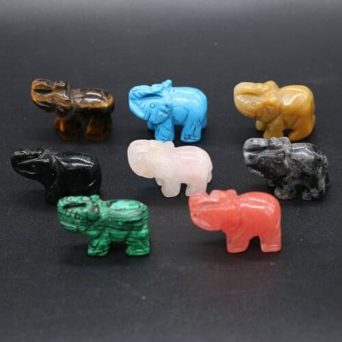38x25mm Ornaments Aura Elephant Shape Stone Heal Natural Crystal Minerale Gemstone Home Decor Animal Stones Sculpture Collection