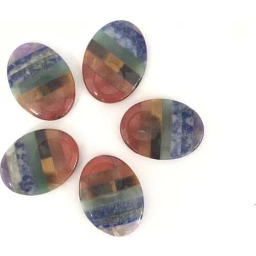 Natural Crystal Worry Stone Seven Chakra Palm Stone Worry Stone For Healing Gift