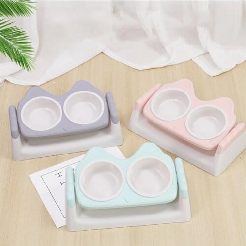 Non-Slip Double Cat Bowl Dog Bowls With Stand Pet Feeding Drinking Water Dish Kitten Food Container Puppy Feeder Pets Tableware