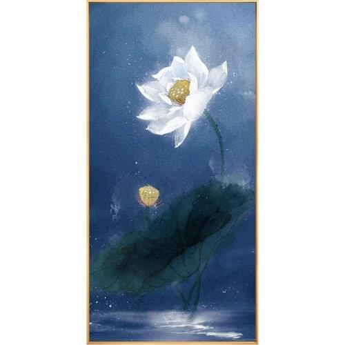 New Chinese Painting Flowers hand-painted Decorative Painting The Living Room Sofa Vertical Version Entrance Paintings Painted B