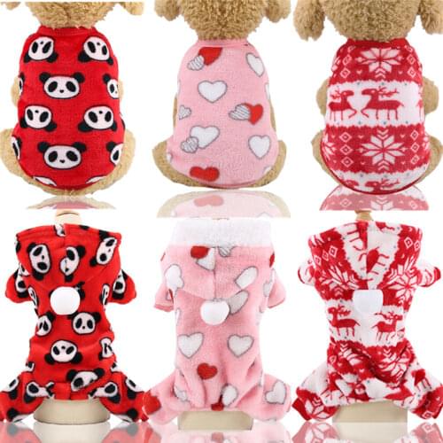 Dog Clothes Pajamas Fleece Jumpsuit Winter Dog Clothing Four Legs Pet Clothing Outfit Small Dog Vest Star Paw Cat Pet Costume