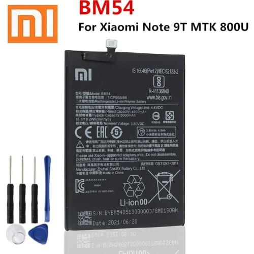 Xiaomi BM54 Original Replacement Battery For Xiaomi Note 9T MTK 800U Authentic Battery 5000mAh + Tools