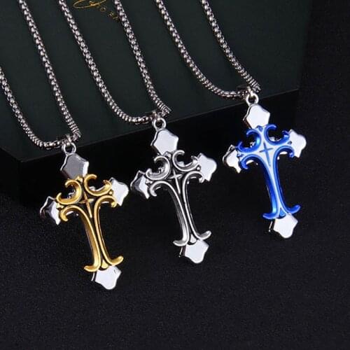 1pcs Colour Easter Jesus Christ Cross Stainless Steel Necklace Catholic Mary Pendant Dress Accessories Party Favors Gift Deco