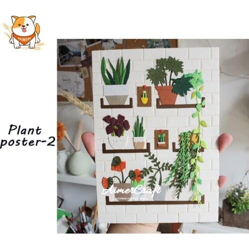 Plant Poster-2 Metal Cutting Dies Mold Knife Scrapbooking Stencil DIY Embossing Craft Die Cuts Card Making New Dies For 2020