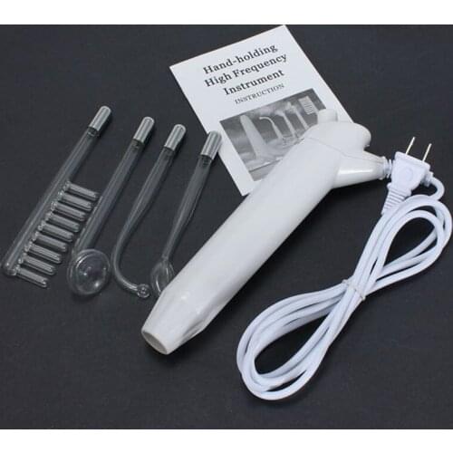 Portable High Frequency Galvanic Facial Glass Tube 4 Red Ray Electrodes Skin Care Face Hair Spa Beauty Device 100-240V