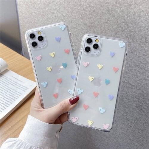 Cute Love Heart Clear Phone Case For Samsung Note 20 Ultra 10 8 9 plus S9 S8 S10 S21 S20 FE A21s A30 A51 A52 A70 A71 A50 Cover