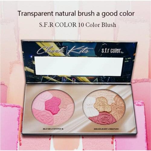 Five-color Petal Rouge Blush Eyeshadow Highlight Trimming Palette Explosive Two-color Paper Baking Powder Natural Makeup TSLM1