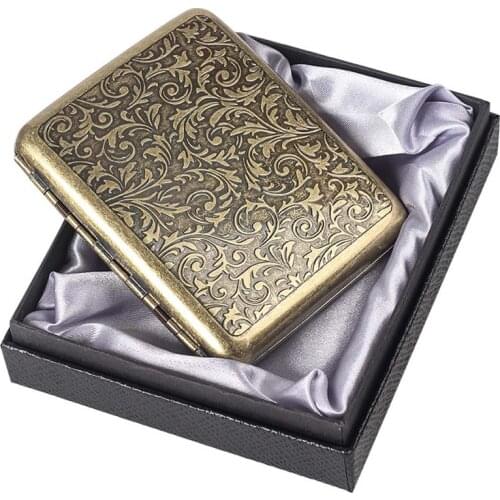 Luxury 20 Pcs Brass Cigarette Box Retro Cigarette Case Cigarette Capacity For Men Smoking Nice Gift With Gift Box