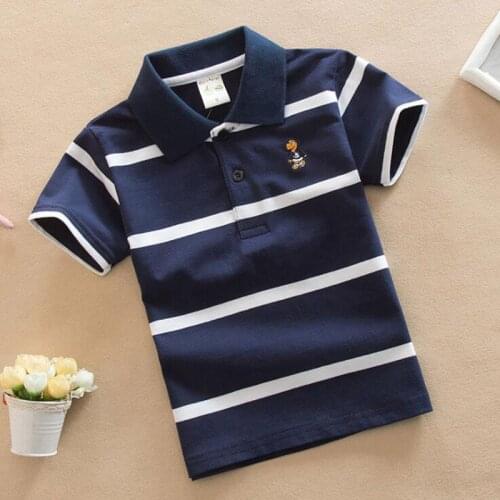 2020 Fashion Summer Kids Boy Polos Short Shirt Tops Cotton Polo Shirts High Quality Stripe Boys Shirts Clothes Children Clothing