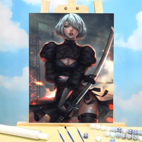 Cartoon Girl Woman DIY Painting By Numbers Package Acrylic Paints 50*70 Oil Painting Decorative Paintings For Adults Wholesale