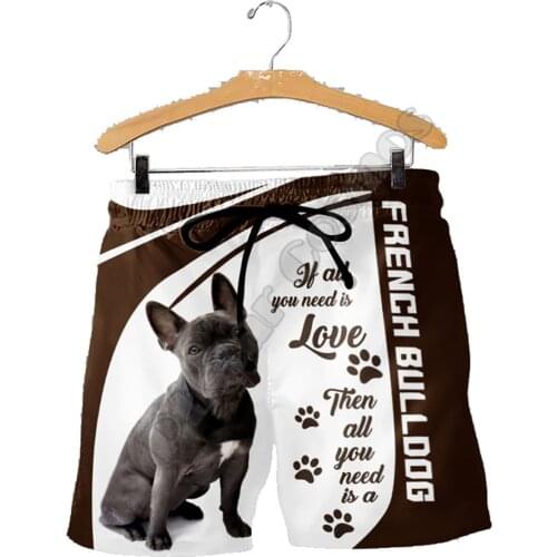 PLstar Cosmos French Bulldog Mens Shorts Summer Casual Shorts Funny Animal 3D Printed Loose Cool Beach Comfortable