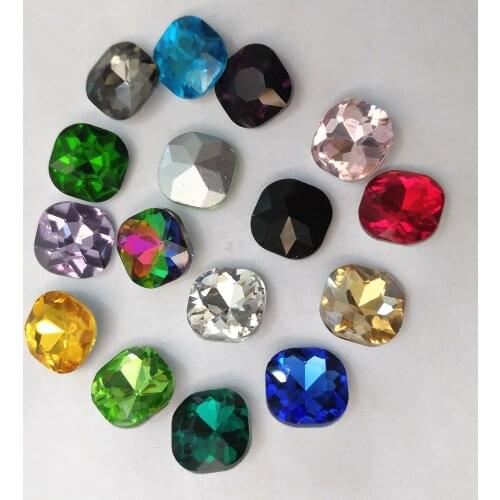 TopStone Classical Fat Square Crystal Fancy Stone Pointback Glass Rhinestone 8mm,10mm,12mm,14mm,18mm for Jewelry Making