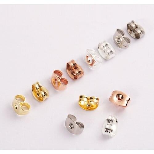 100pcs Anti Allergy Stainless Steel Earrings Backs Fashion Gold Silver Color Ear Stud Stopper Unisex DIY Jewelry Making Supplies